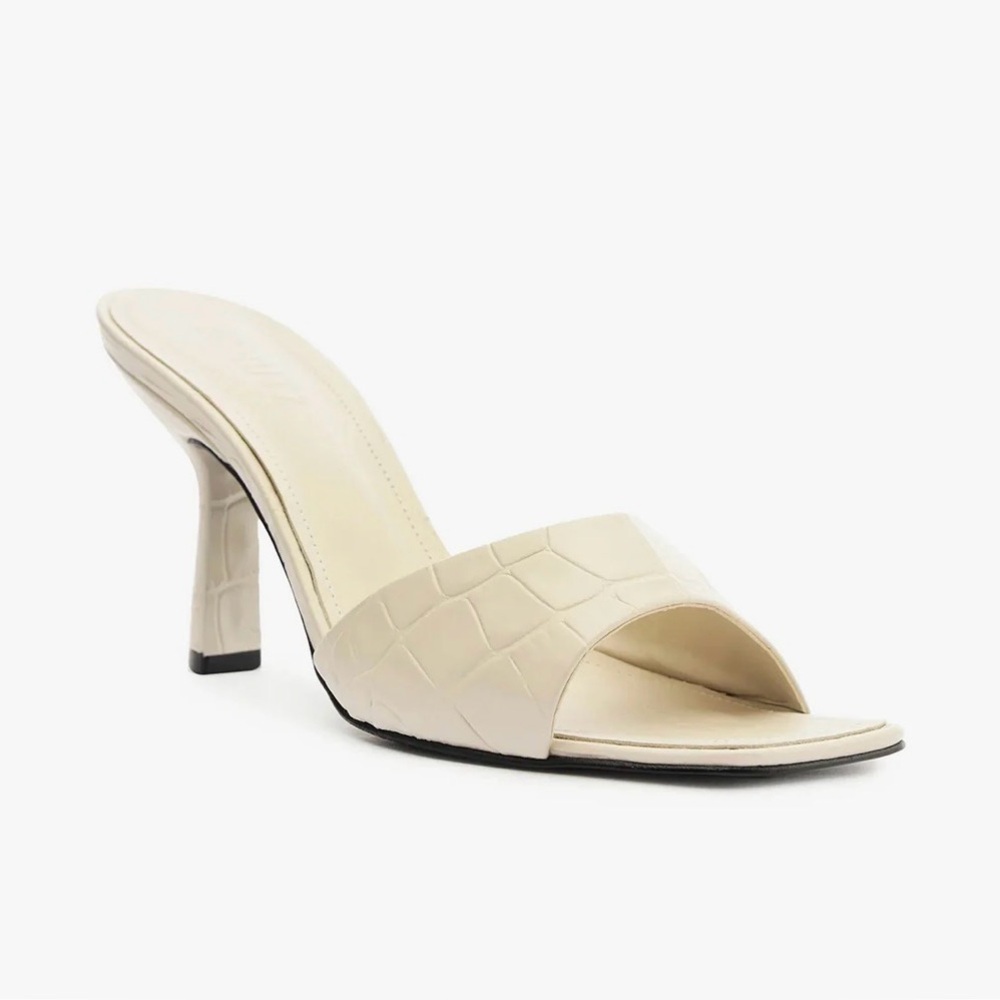 Schutz White Croc-Embossed Open-Toe Heel - Women's 7.5